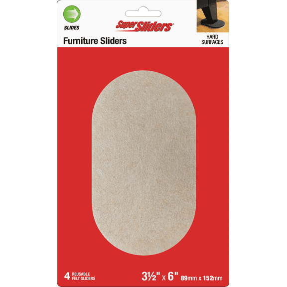 Super Sliders 3-1/2 In. x 6 In. Furniture Glide - Pack of 12