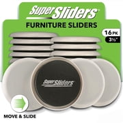 Super Sliders 3 1/2 Round Furniture Sliders   16 Pack, Reusable Moving Pads for Hardwood Floors Beige