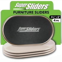 Super Sliders 3-1/2" x 6" Oval Furniture – 4 Pack, Smooth Plastic Sliders for Carpeted Surfaces (Beige)