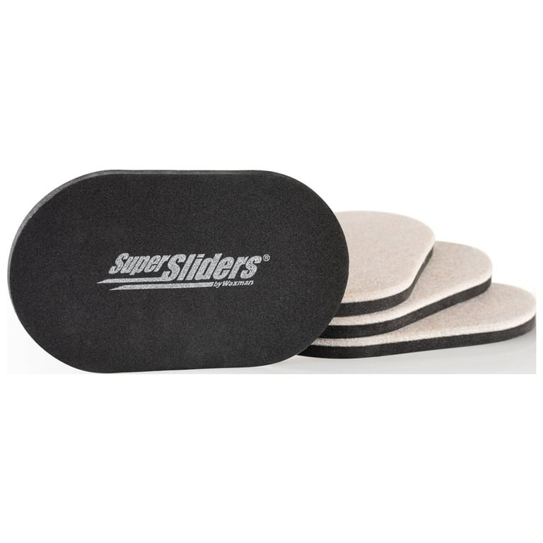 Super Sliders 3 1/2 x 6 Reusable Oval Furniture Sliders for Carpet, Beige  (4 Pack)