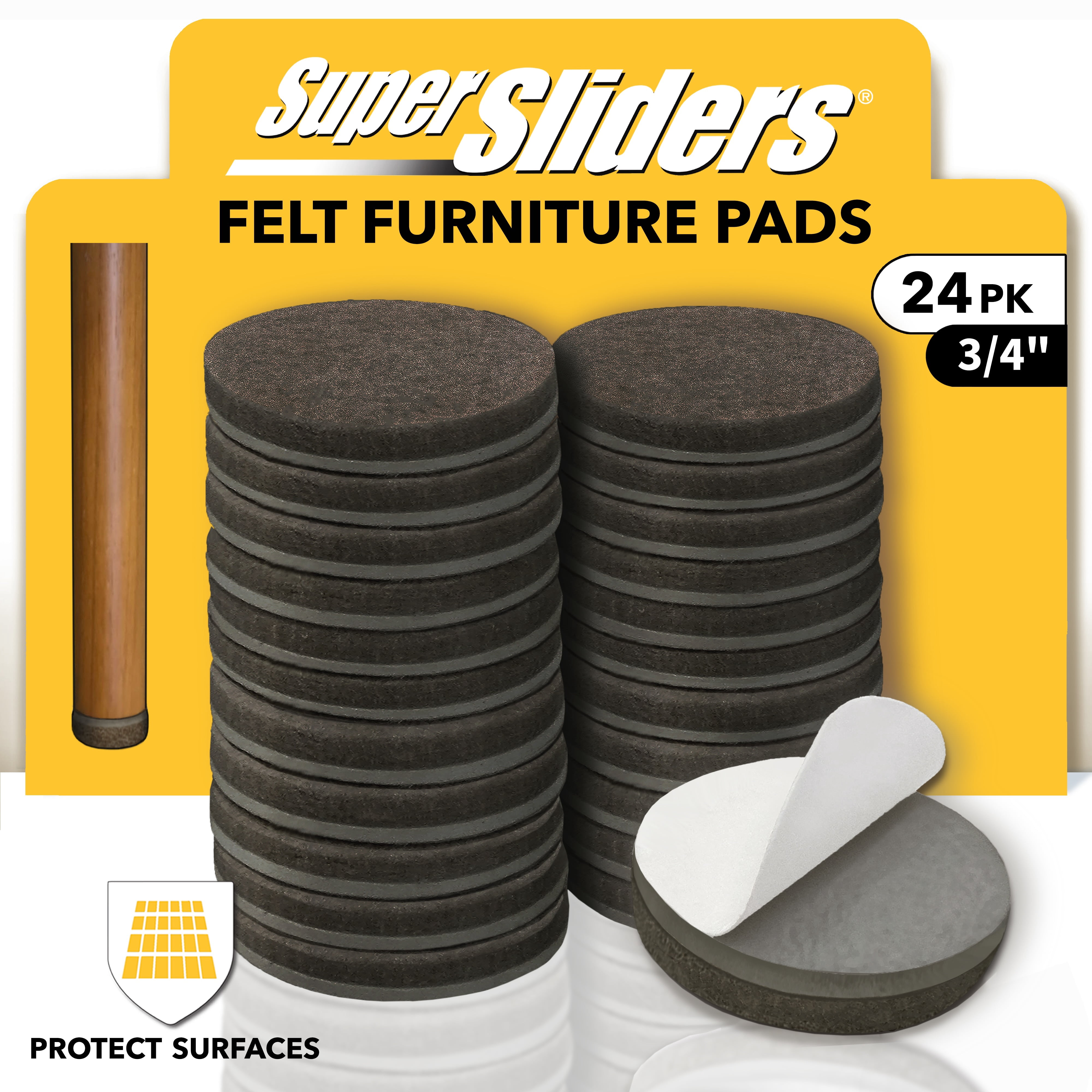 Super Sliders 24-Pack 3/4 Inch Round Brown Felt Furniture Pads