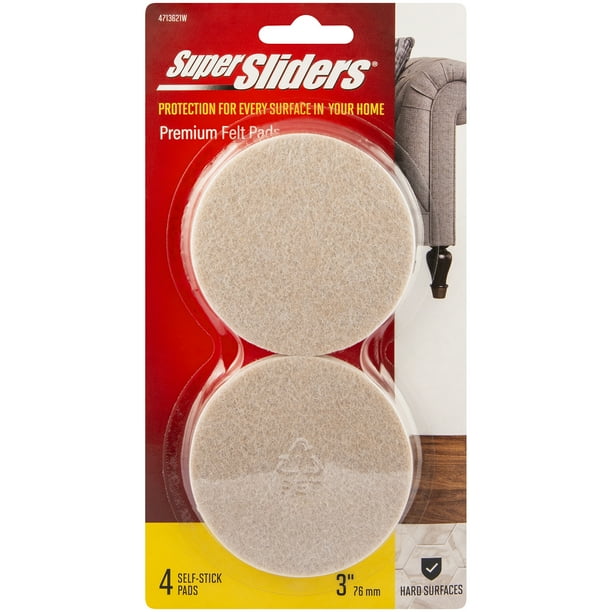 Super Sliders 3" Round Self Stick Felt Furniture Pads for Hardwood