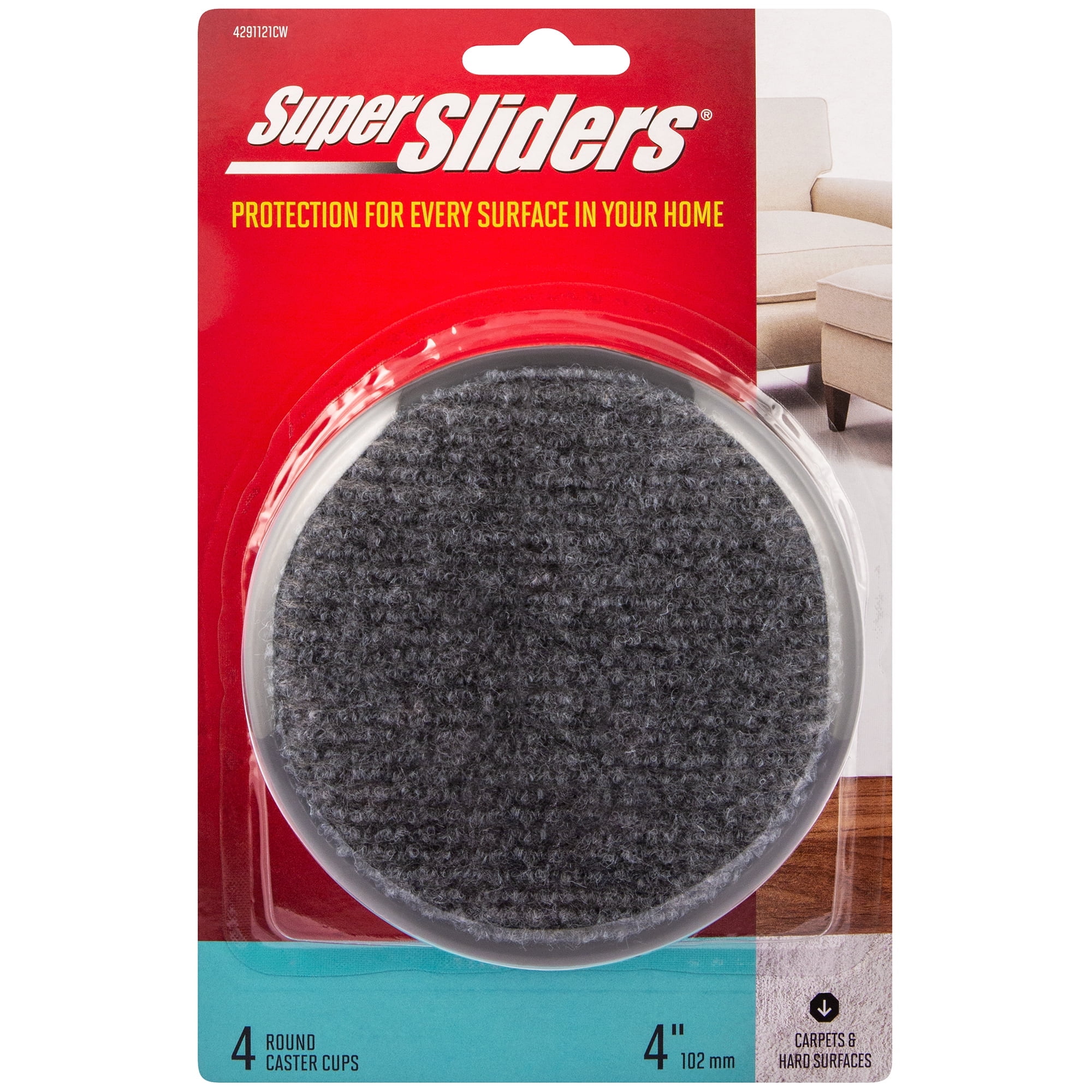 Super Sliders 4 inch Round Brown Plastic Furniture Caster Cups, 4 Pack