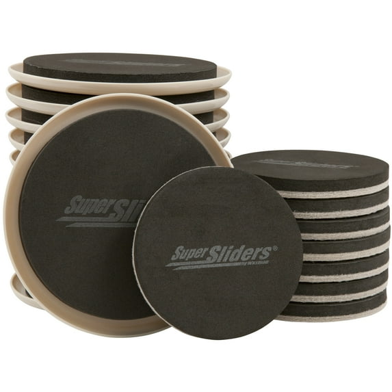 Super Sliders Assorted Reusable Multi-Surface Furniture Sliders, Beige (20 Pack)