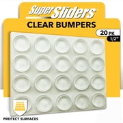 Super Sliders Clear Adhesive Bumpers 20 Pack - 1/2 Inch Round Protectors for Cabinets and Drawers