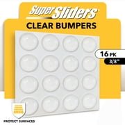 Super Sliders 3/8 in. Clear Self-Stick Surface Bumpers, Protect Cabinets and Cupboards, Reduce Noise – 16 Pack