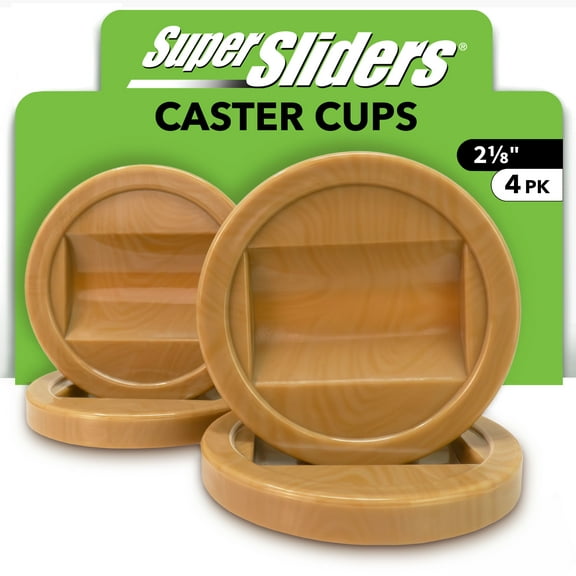 Super Sliders 2-1/8 inch Caster Cups for Furniture Wheels, Protects Floors and Keeps Furniture Secure – 4-Pack