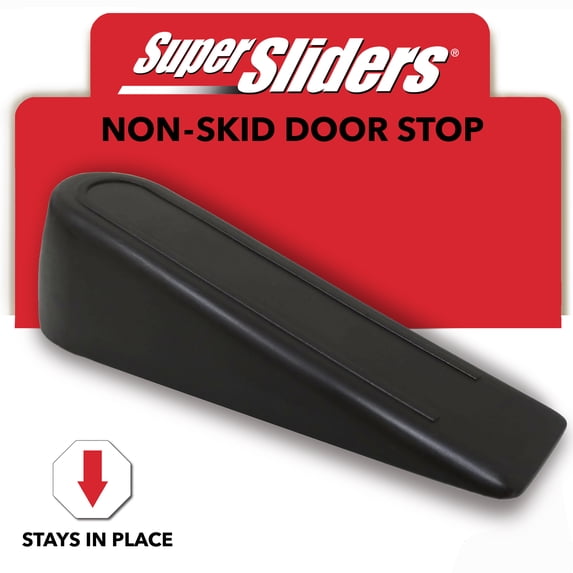 Super Sliders Non-Skid Door Stop, Durable Rubber Wedge Design for textured surfaces and carpet - Grip and Door Control – 1-Pack, Brown