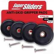 Super Sliders 1-1/2 inch Anti-Skid Gripper Pads with Screw-On Mounting, Floor Protectors for Furniture Legs - 4-pack, Black