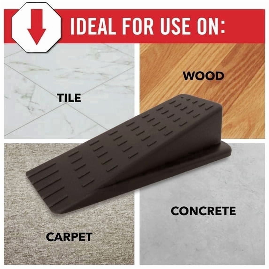 Super Sliders Heavy Duty Non-Skid Door Stop, Rubber Wedge Design for Secure Grip on Textured Surfaces and Carpet – 1-pack, Brown (5-3/8 inch x 2-1/4 inch x 1 inch)