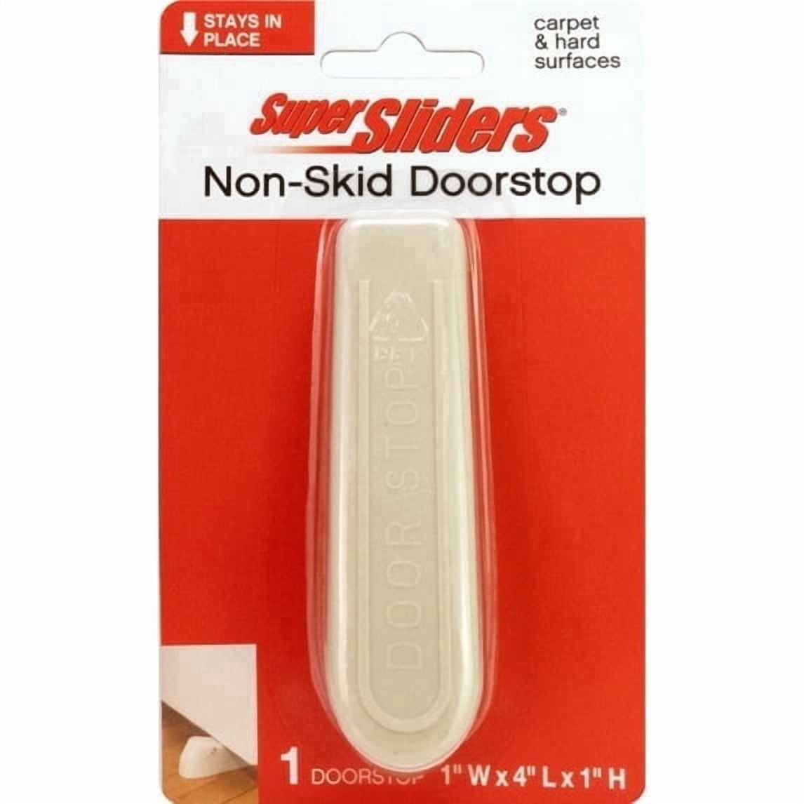 Super Sliders Non-Skid Door Stop, Durable Rubber Wedge Design for Floor Grip and Door Control, for textured surfaces and carpet – 1-Pack, Beige