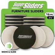 Super Sliders Round Furniture Sliders for Heavy Furniture, 2-1/2" Diameter, Pack of 16