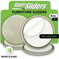 Super Sliders 2 in. Round Self-Stick Furniture Sliders, Protect Your Floors and Move Furniture Easily – 4 pack, Beige