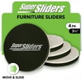 thumbnail image 1 of Super Sliders 3-1/2" Round Furniture Sliders – 4 Pack, Heavy-Duty Felt Pads for Hardwood & Hard Surface Floors (Beige), 1 of 7