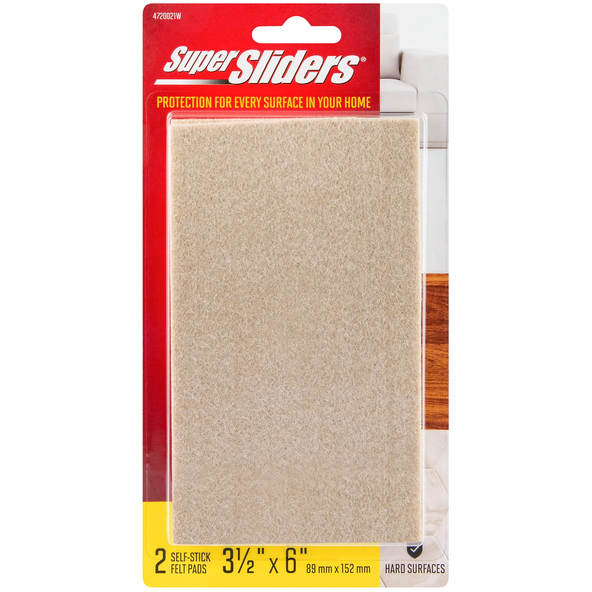 (2 pack) Super Sliders Super Sliders 4 1/2" x 6" Felt Pads for Hardwood