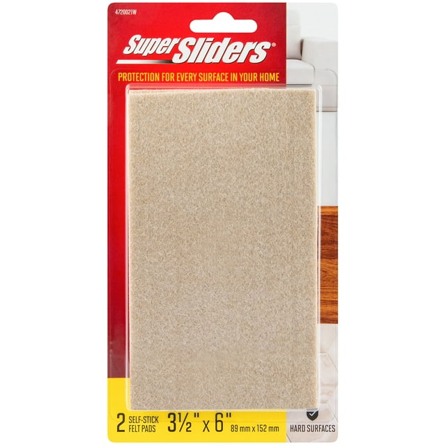 (6 pack) Super Sliders Super Sliders 4 1/2" x 6" Felt Pads for Hardwood