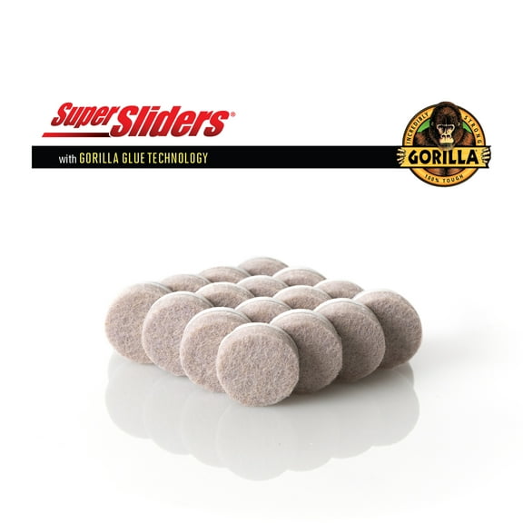 Super Sliders Super Sliders x Gorilla Glue 3/4" Round Felt Pads for Hardwood, Beige (16 Pack)