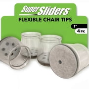Super Sliders 1-Inch Chair Leg Tips with Felt Pads, Clear Protectors for Hardwood Floors – 4-Pack