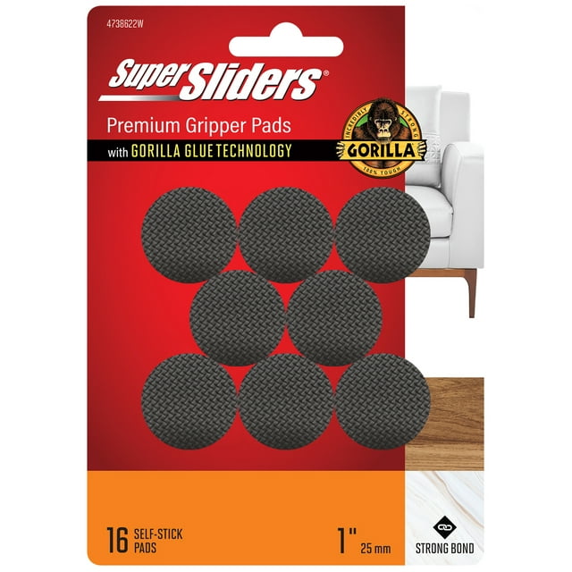 Super Sliders With Gorilla Glue Technology. 1 inch Round Black Rubber