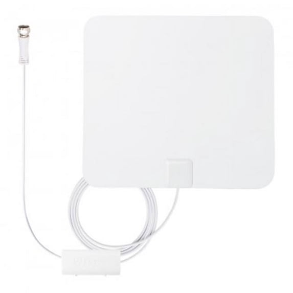 Super Slim 0.03 in. Black & White Paper Thin TV Antenna with Inline Smart Pass Amplifier, 40 & 55 Mile Range - 4K UHD Ready