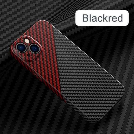 Super Slim Case for iPhone 13 6.1", Real Carbon Fiber Protective Cover Skin, Soft Touch Sturdy Durable Carbon Case, Snap-on Back Cover Wireless Charging Friendly for iPhone 13 6.1",Blackred