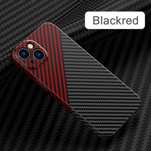 Super Slim Case for iPhone 13 6.1", Real Carbon Fiber Protective Cover Skin, Soft Touch Sturdy Durable Carbon Case, Snap-on Back Cover Wireless Charging Friendly for iPhone 13 6.1",Blackred
