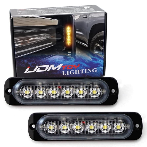 Super Slim Flush Mount 6-LED Daytime Running Light/Auxiliary Driving Lighting Kit For Truck SUV Grille or Bumper Mount, Amber Yellow