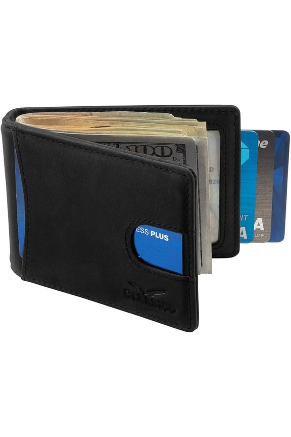 Super Slim RFID Leather Wallet For Men Card Holder With Money Clip Prefect For Travel & Front Pocket Use