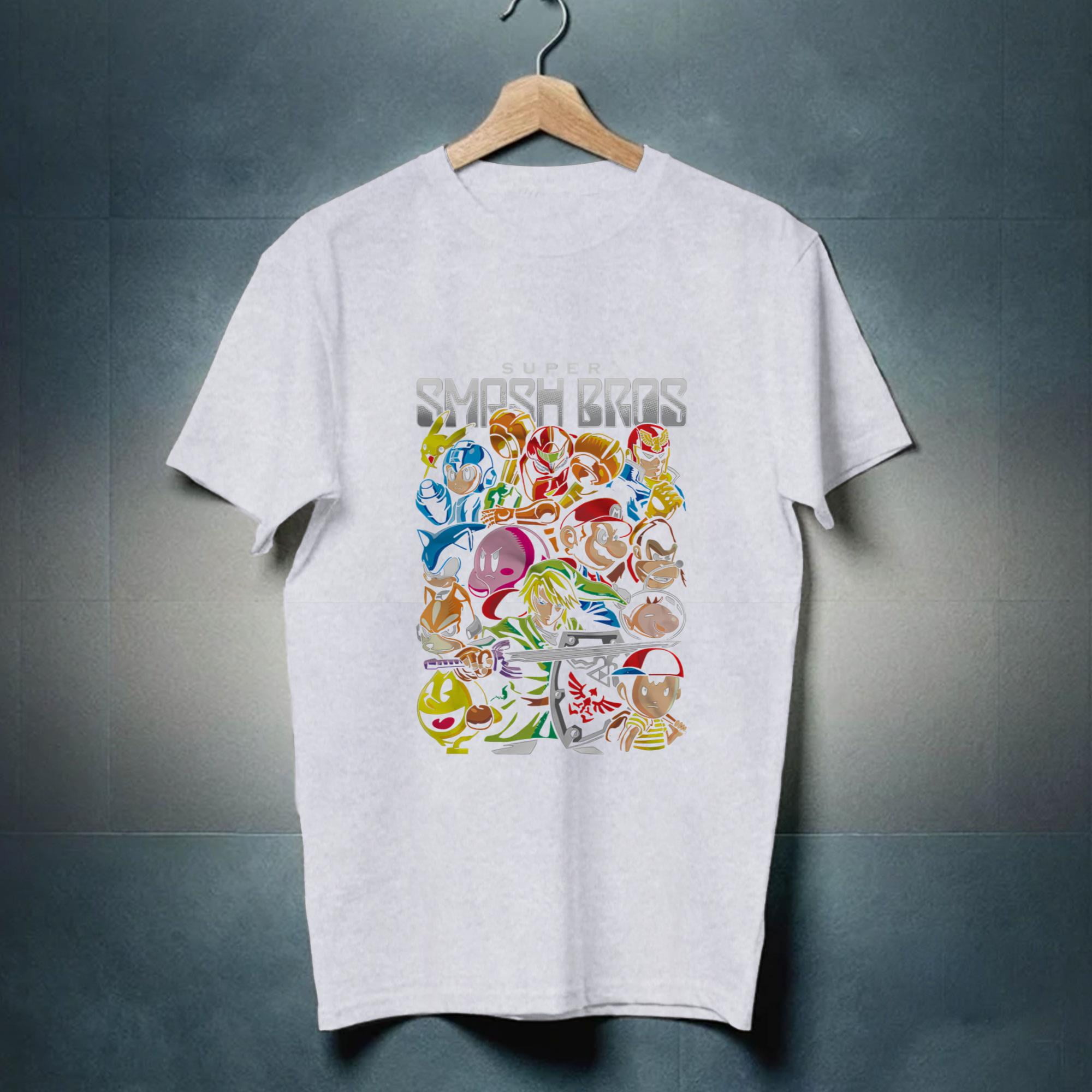Super Smash Bros T-Shirt - Iconic Video Game Characters Graphic Tee ...
