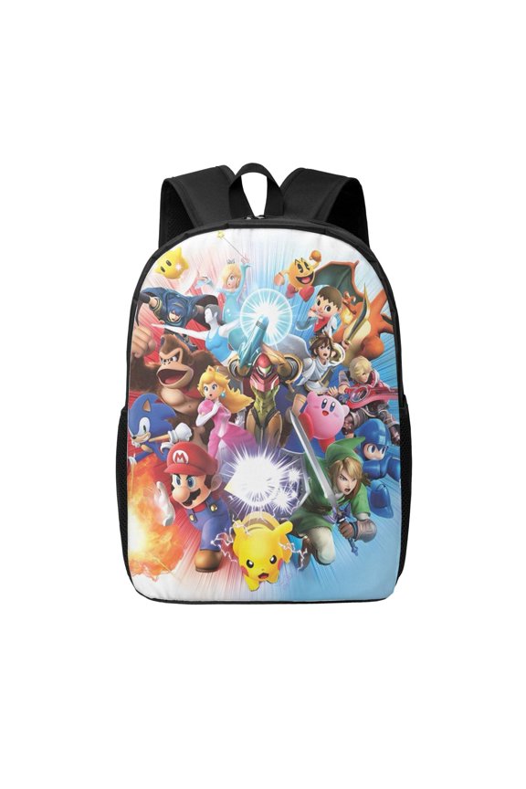 Super Smash Bros Ultimate Backpack 17 Inch Large Capacity Casual School Bag Lightweight Daypack Laptop Bag Travel Hiking Camping