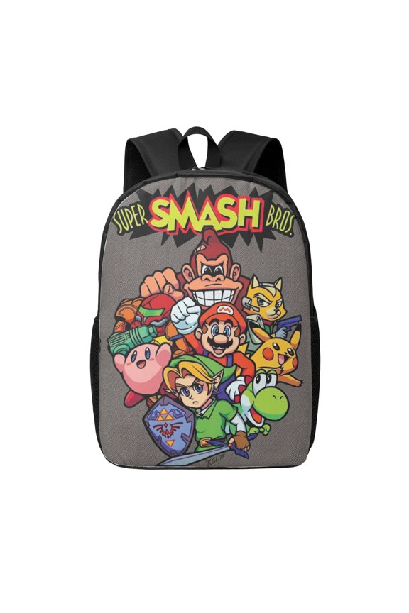 Super Smash Bros Ultimate Backpack 17 Inch Large Capacity Casual School Bag Lightweight Daypack Laptop Bag Travel Hiking Camping