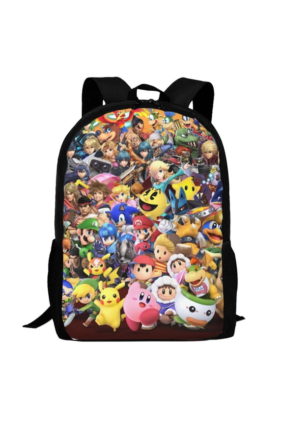 Super Smash Bros Ultimate Backpack,3d Print Laptop Backpack Lightweight Casual Daypack Bookbag Multi-Function Travel Backpack 16.5 In