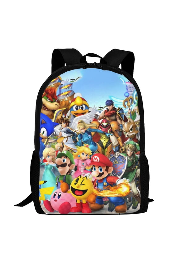 Super Smash Bros Ultimate Backpack,3d Print Laptop Backpack Lightweight Casual Daypack Bookbag Multi-Function Travel Backpack 16.5 In
