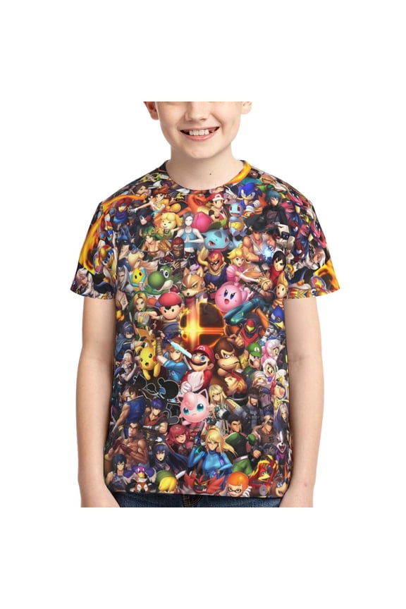 Super Smash Bros. Ultimate Boys Girls T Shirt Kids Short Sleeve Crewneck 3d Printed Graphic Shirts For Kids Youth Medium