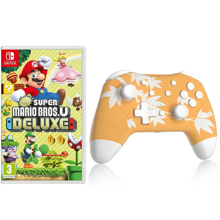 New Super Mario Bros. U Deluxe Game Disc and Upgraded Wireless Switch Pro Controller for Nintendo Switch OLED Lite Orange with Headphones Jack Programmable Turbo Wakeup Walmart