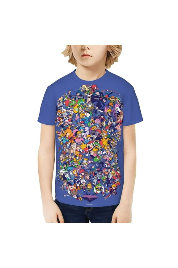 Super Smash Bros Ultimate Kids T-Shirt 3d Printed Graphic T-Shirts Boys And Girls Short Sleeve Shirts For Youth Kids Medium