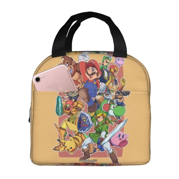 Super Smash Bros Ultimate Lunch Bag Tote Bag Insulated Lunch Box Picnic Beach Fishing Work