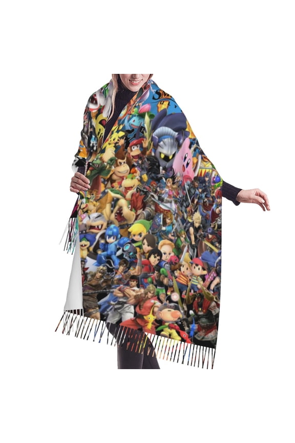 Super Smash Bros Ultimate Shawl Wrap For Womens Winter Warm Long Soft Scarf Pashmina Shawl Scarves