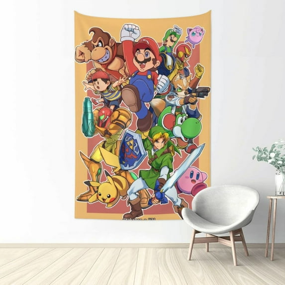 Super Smash Bros Ultimate Tapestry Wall Hanging Home Decoration Wall Blanket Dormitory Living Room Bedroom Backdrop Poster( 60x40inch)