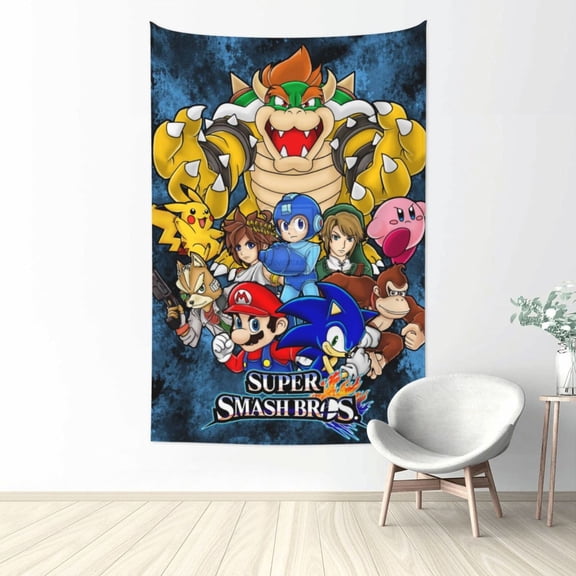 Super Smash Bros Ultimate Tapestry Wall Hanging Home Decoration Wall Blanket Dormitory Living Room Bedroom Backdrop Poster( 60x40inch)