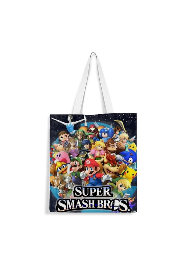 Super Smash Bros canvas Tote Bag handbag: Aesthetic design tote for women, ideal for shopping trips and groceries. Includes an inner zipper and has dimensions of 13.8 x 15.8 inches (35x40cm).