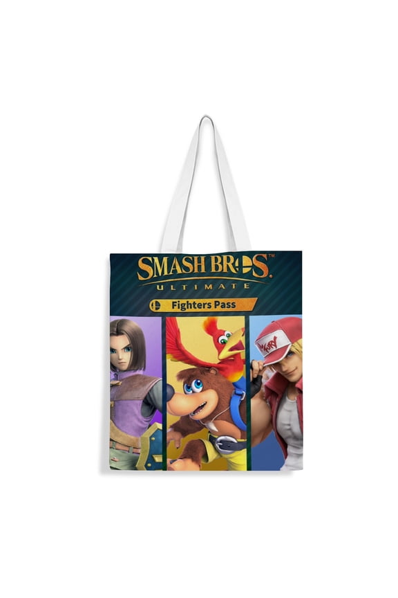 Super Smash Bros canvas Tote Bag handbag: Aesthetic tote designed for women, perfect for carrying groceries. Reusable with a convenient inner zipper, dimensions 13.8 x 15.8 inches (35x40cm).