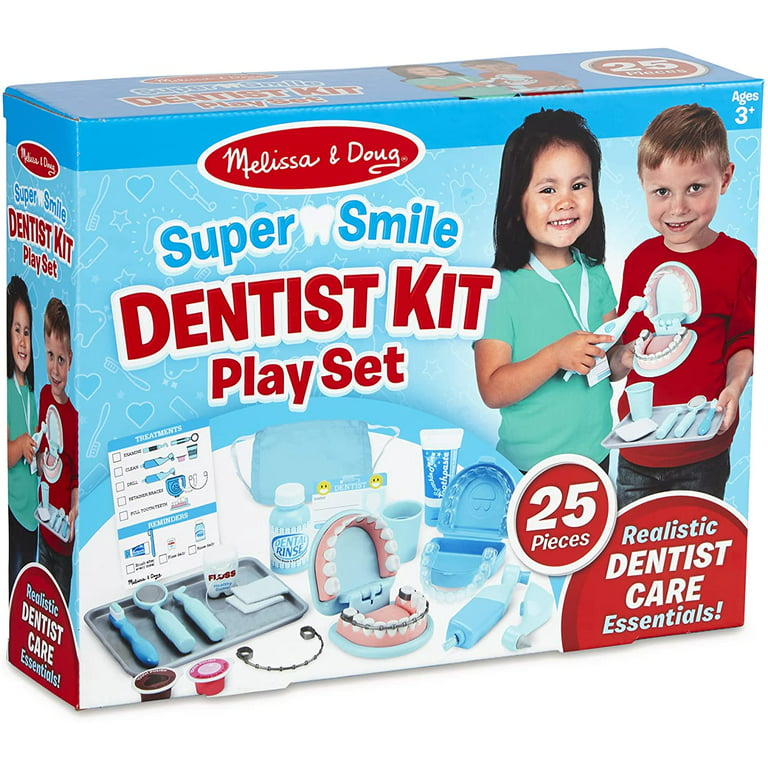 Super Smile Dentist Kit With Pretend Play Set of Teeth And Dental  Accessories (25 Toy Pieces) - Pretend Dentist Play Set, Dentist Toy, Dentist  Kit For Kids Ages 3+ 