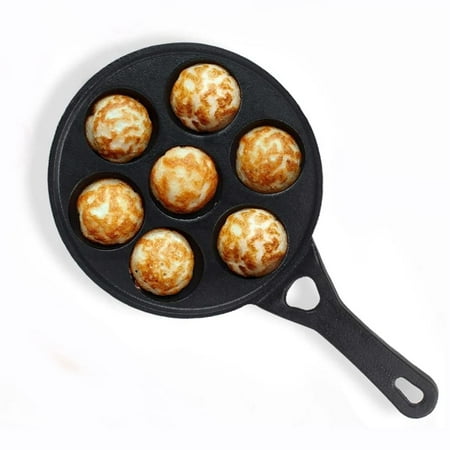 Super Smooth Black Cast Iron Paniyaram Pan With Long Handle | 7 Pits, 21cm, 8.3 Inch, 1.9 Kg | Nonstick, Pre-seasoned Appe Or Paddu Pan, 100% Pure & Toxin-free, No Chemical Coating