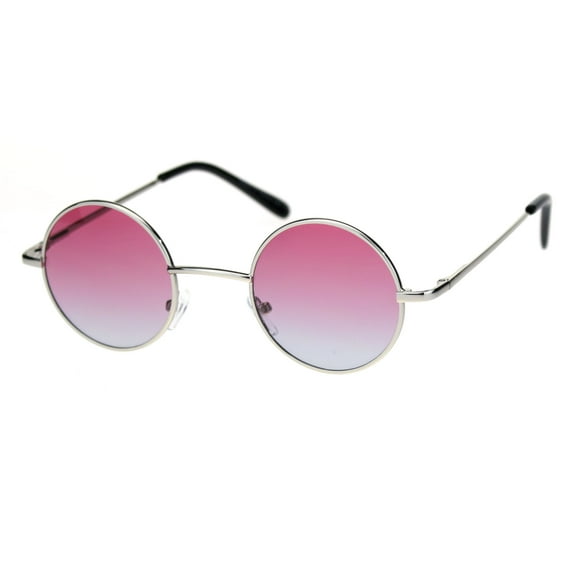 Super Snug Small Round Circle Lens Hippie Metal Rim Sunglasses Silver Pink Blue