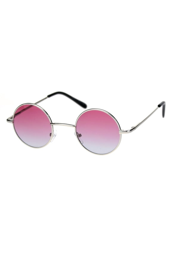 Super Snug Small Round Circle Lens Hippie Metal Rim Sunglasses Silver Pink Blue