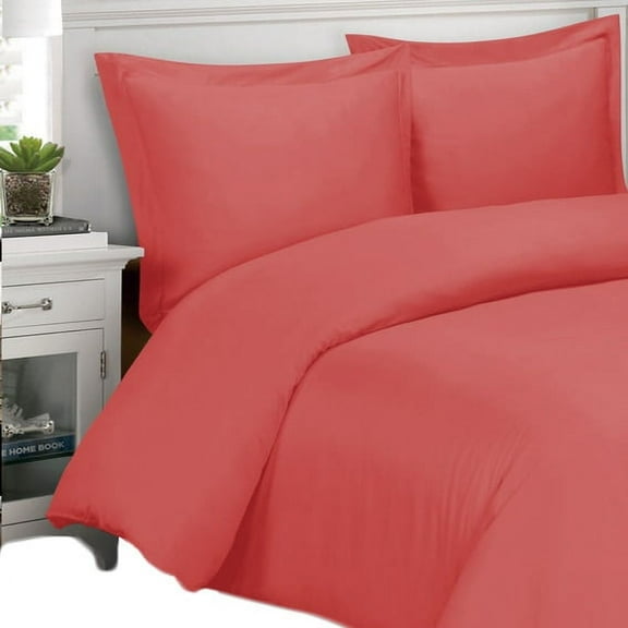Super Soft 100% Bamboo Viscose Duvet Cover 3-Piece Set - Full/Queen - Coral