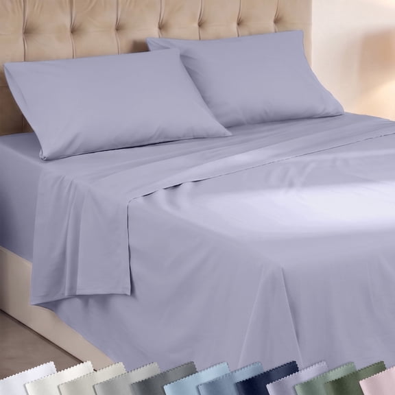 Super Soft 100% Cotton Deep Pocket Full Sheet Set - Cool and Lightweight, Suitable for Hot Sleepers, All Seasons, Minimal Wrinkles - Lavender