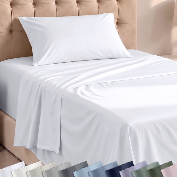 Soft 100% Cotton Twin XL Sheet Set - Breathable & Lightweight, Suitable for Hot Sleepers, All Seasons, Minimal Wrinkles - White