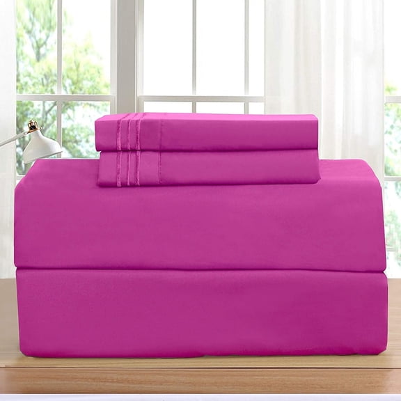 4-Piece 1500 Series Bed Sheets Soft, Comfortable, Perfect for Any Bedroom , Queen, Hot Pink
